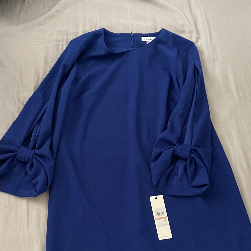 Calvin Klein Royal Blue Dress with Bow Detail